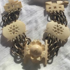 Bone Carved Bracelet 1960s 1950s Vintage Retro